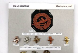 Deutschland nach 1945, Sammlung 14  Stück Abzeichen zum Thema "Wassersport " jeweils komplett mit Nadel bzw. Nadelsystem