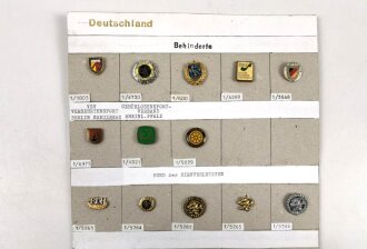 Deutschland nach 1945, Sammlung 13 Stück Abzeichen zum Thema "Behindertenverbände"  jeweils komplett mit Nadel bzw. Nadelsystem