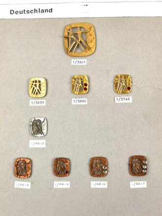Deutschland nach 1945, Sammlung 9  Stück Abzeichen zum Thema "Sport ?" jeweils komplett mit Nadel bzw. Nadelsystem