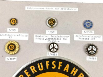 Deutschland nach 1945, Sammlung 7  Stück Abzeichen zum Thema "Interessenverbände für Kraftfahrer" jeweils komplett mit Nadel bzw. Nadelsystem