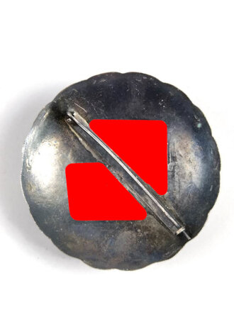 N.S. Sympathie Abzeichen, Brosche mit auf der Spitze stehendem Hakenkreuz, dieses erhaben , Durchmesser 47mm   ungetragen, wohl Restbestand eines Juwelier