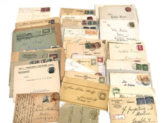 Konvolut 49 Briefumschläge und Postkarten meist vor 1930 aus verschiedenen Nachlässen