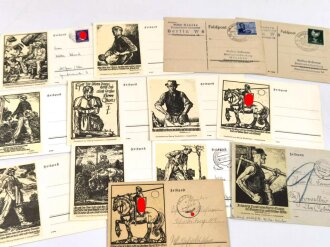 Konvolut 12 Feldpostkarten meist III.Reich aus...