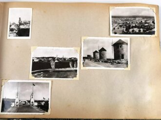 Afrikakorps, Fotoalbum eines Angehörigen wohl 90.leichte Afrikadivision mit 4 eingeklebten Feldpostbriefen mit Palmenstempeln