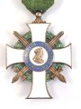Sachsen Königreich Albrechts-Orden Ritterkreuz 1. Klasse mit Schwertern , am Band. Sehr guter Zustand, Hersteller " S " im unteren Kreuzarm