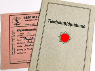 Mitgliedsausweis und vorläufiger Mitgliedsausweis Reichsluftschutzbund Landesgruppe Giessen,1941