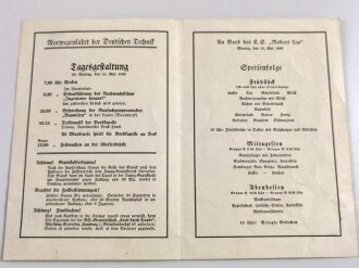 NS Gemeinschaft Kraft durch Freude, Speisefolge " Norwegenfahrt Robert Ley" , datiert 1939