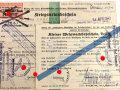 "Kriegsurlaubschein" eines Angehörigen der Dienststelle 20 730 D, und kleiner Wehrmachtsfahrschein Teil 2, datiert 1943