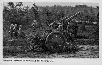 Ansichtskarte "Schweres Geschütz in Erwartung des Feuerbefehls"