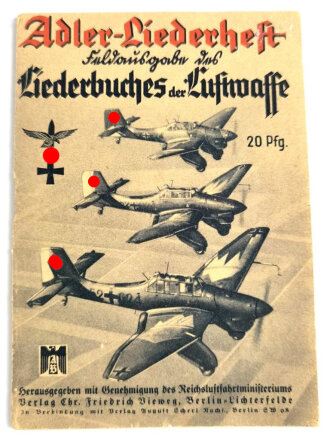 Adler-Liederheft "Liederbuches der Luftwaffe"...