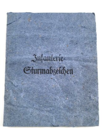 Infanteriesturmabzeichen in silber, Hersteller Fritz Zimmermann Stuttgart. Ungetragenes Stück im Bestzustand, mit zugehöriger Verleihungstüte