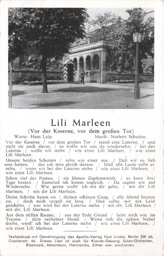 Ansichtskarte "Lili Marleen"