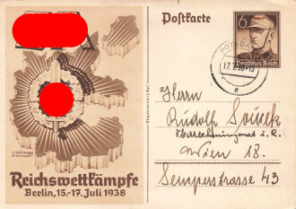 Ansichtskarte "SA Reichswettkämpfe Berlin, 15.-17. Juli 1938"