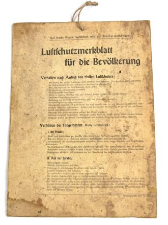 "Luftschutzmerkblatt für die...