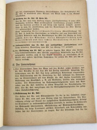 "Dienstanweisung für den Führer eines Kriegs Gefangenen Arbeitskommandos" 1. Juli 1941, 36 Seiten, DIN A5, gebraucht