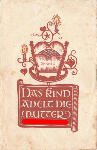 "Zum Muttertag 1942 NS Frauenschaft Ortsgruppe 5," - Das Kind adelt die Mutter