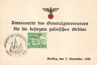 "Amtsantritt des Generalgouverneurs für die besetzte polnischen Gebiete" Ganzsache 1939