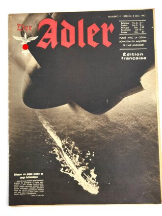 Der Adler, Edition francaise "Attaque en piqu contre un cargo britannique", Heft Nr. 9, 5. Mai 1942
