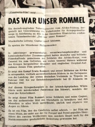 "Das war unser Rommel" Filmprogramm 1960iger Jahre, DIN A4