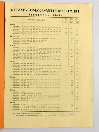 "LLoyd Sommer-Mittelmeer Fahrten 1934, Norddeustcher Lloyd Bremenl" Fahrplan, Preise,...