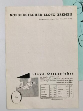 DIN A4 Prospekt "LLoyd Reisen 1934, Norddeustcher Lloyd Bremenl" Fahrplan, Preise,...