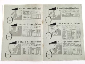 DIN A4 Prospekt "LLoyd Reisen 1934, Norddeustcher Lloyd Bremenl" Fahrplan, Preise,...