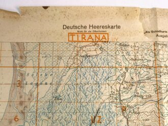 Deutsche Heereskarte 1943 "Fjeri" Albanien, stark gebraucht