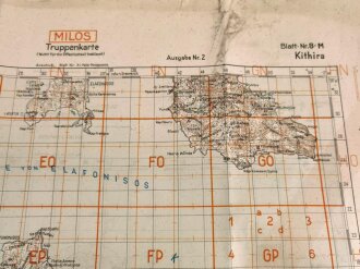 Deutsche Truppenkarte 1943 "Milos Kithira" Griechenland