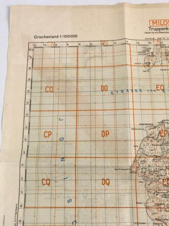 Deutsche Truppenkarte 1943 "Milos Kithira" Griechenland