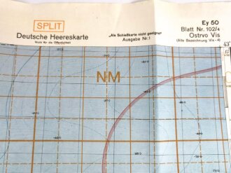 Deutsche Heereskarte 1943 "Split Ostrvo Vis" Kroatien