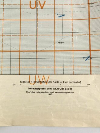 Deutsche Heereskarte 1943 "Ostrvo Tovaric" Kroatien