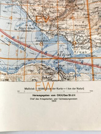 Deutsche Heereskarte 1943 "Medak" Bosnien und Herzegowina