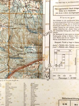 Deutsche Heereskarte 1943 "Agram" Slowenien