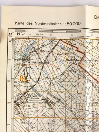 Deutsche Heereskarte 1943 "Weißkirchen" Serbien