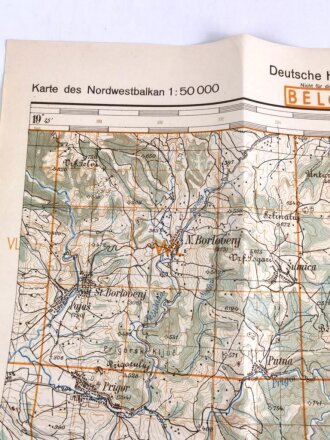 Deutsche Heereskarte 1943 "Bela Jablanica" Serbien