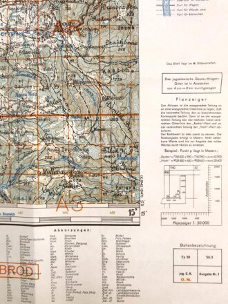 Deutsche Heereskarte 1943 "Kotor Varos" Bosnien und Herzegowina