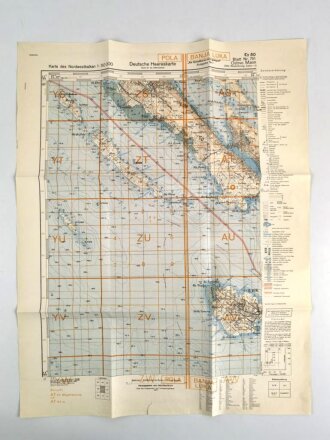 Deutsche Heereskarte 1943 "Ostrvo Maon" Kroatien