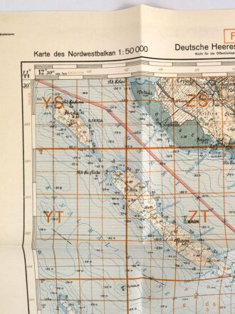 Deutsche Heereskarte 1943 "Ostrvo Maon" Kroatien