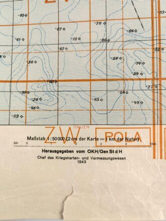 Deutsche Heereskarte 1943 "Ostrvo Maon" Kroatien