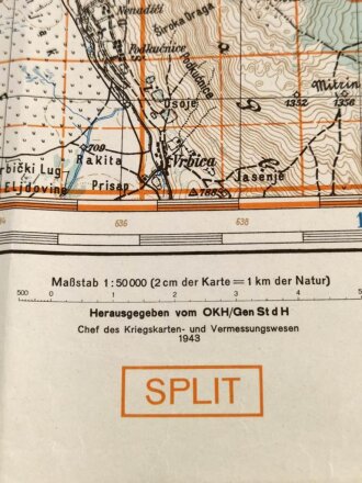 Deutsche Heereskarte 1943 "Podgredina" Bosnien und Herzegowina