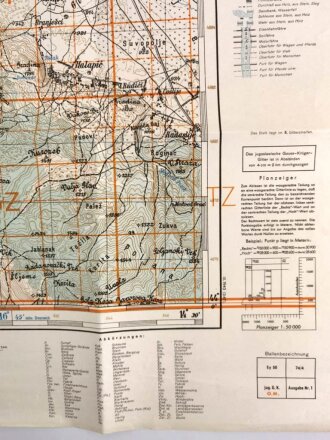 Deutsche Heereskarte 1943 "Podgredina" Bosnien und Herzegowina