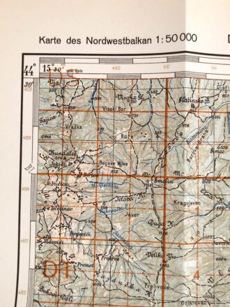 Deutsche Heereskarte 1943 "Zepce" Bosnien und Herzegowina