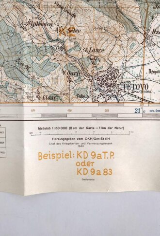 Deutsche Heereskarte 1943 "Tetovo" Nordmazedonien