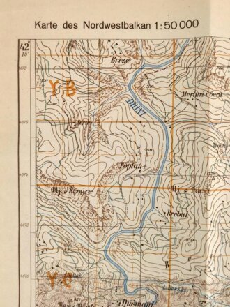 Deutsche Heereskarte 1943 "Puka" Albanien