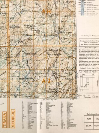 Deutsche Heereskarte 1943 "Spaci" Albanien