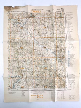 Deutsche Heereskarte 1943 "Stip" Nordmazedonien