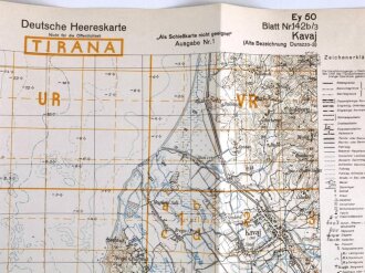 Deutsche Heereskarte 1943 "Kavaja" Albanien