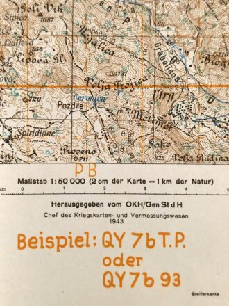 Deutsche Heereskarte 1943 "Cetinje" Montenegro
