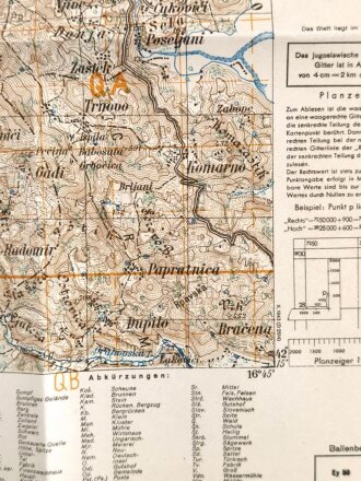 Deutsche Heereskarte 1943 "Cetinje" Montenegro