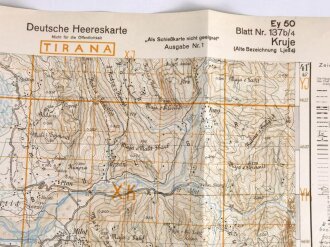 Deutsche Heereskarte 1943 "Kruja" Albanien